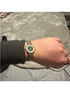 Pierre Cardin Two-Tone Bracelet Watch with Blue Dial